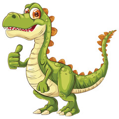Naklejka premium vector cute Cartoon dinosaur giving thumb up