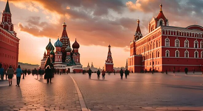 Moscow Red Square at sunset.
