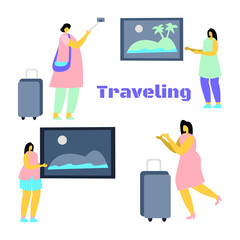 illustration of characters leaving for vacation