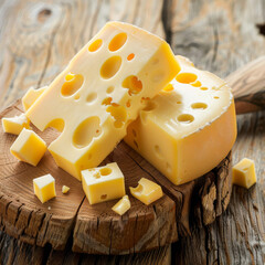CHEESE IN A WOODEN BACKGROUND