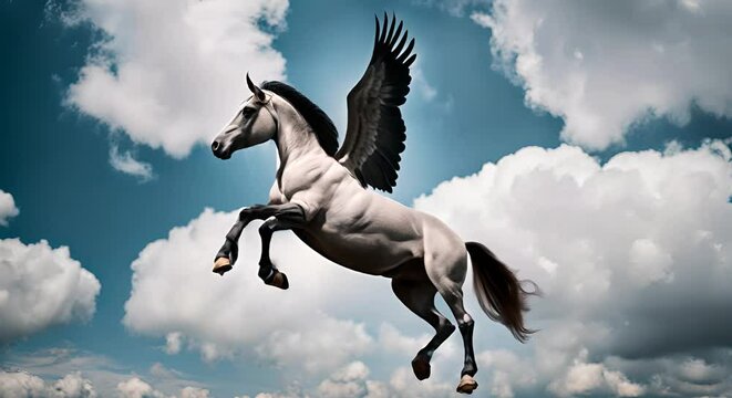 Pegasus flying in the sky.