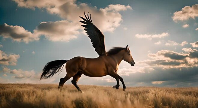 Pegasus flying in the sky.
