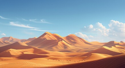 Red Sand Dunes And Mountains In The Desert Landscape