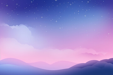 Fototapeta premium beautiful Northern lights sky, Aurora borealis, psychedelic Gradient landscape with hills, soft colors, blue, pink, violet