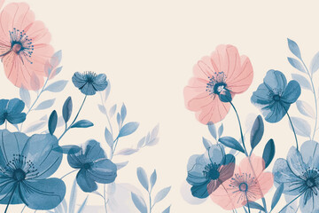 Pastel floral watercolor background illustration