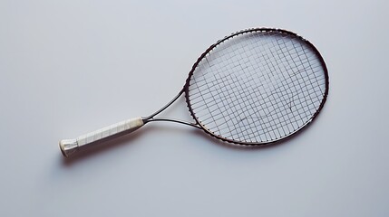 On a pure white background, a tennis racket