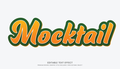 mocktail editable 3d text effect template bold typography and abstract style drinks logo and brand