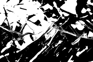 Abstract Broken Glass Floating Fragments Texture in Black and White
