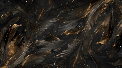 Fototapeta premium luxury black and white background with golden feathers