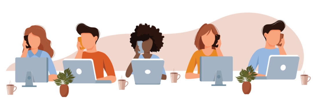 Live support concept. Business customer care service concept. Icon for contact us, support, help, phone call and website click. Flat vector illustration.