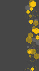 Yellow Hexagons Vertical. Yellow and grey hexagons border on gray bakground, vertical resolution.