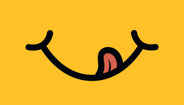 yummy smile emoji tongue lick mouth vector