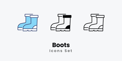 Boots icons vector set stock illustration