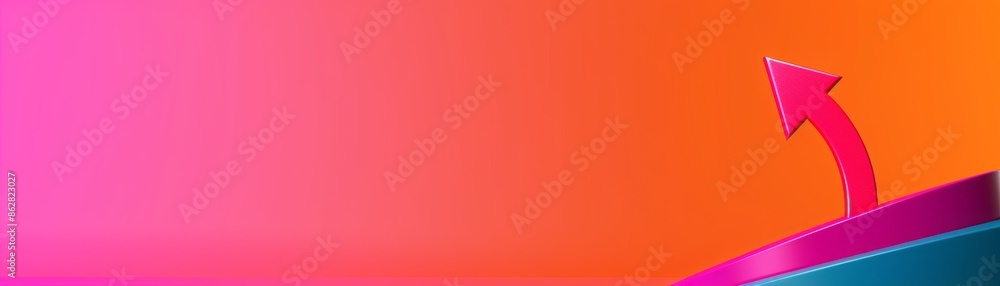 Poster abstract gradient background with curved red arrow - modern design element for website or presentati