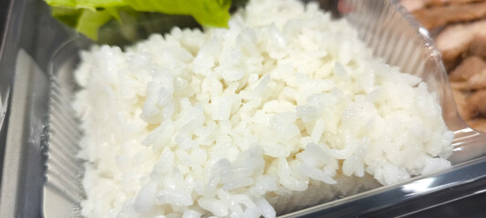 Steamed rice is a staple food in Asians.