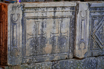 20 June 2024 Selcuk Izmir Turkey. Ephesus Efes antique city with library theatre and artcitectural details at sunset