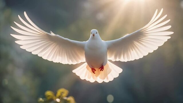Winged dove with radiant light behind it symbolizing the Holy Spirit in the New Testament