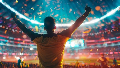 Fan Celebrating a Goal at a Soccer Match