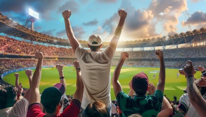 Fans Celebrating at a Cricket Match