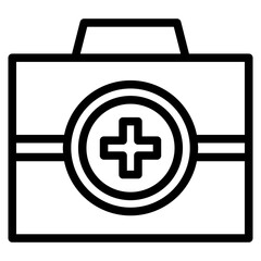 Doctor suitcase, healthcare simple black icon isolated on white