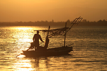 The beautiful sunset time at Khao Ta Mong Lai Forest Park landmark of Prachuap Khiri Khan Province, Thailand 