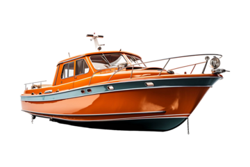 A small pleasure boat with a motor for excursions Isolated on transparent background