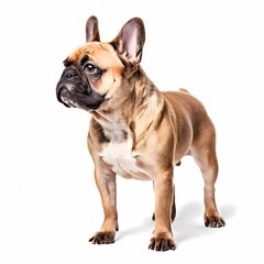 Obraz premium French bulldog dog breed standing against white background, AI Generated