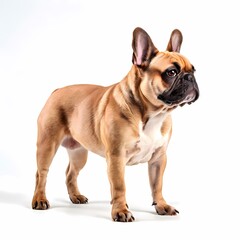 Fototapeta premium French bulldog dog breed standing against white background, AI Generated