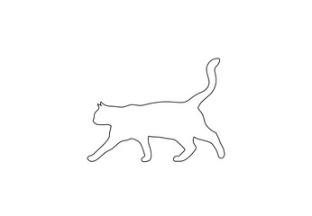 cat black outline on transparent background