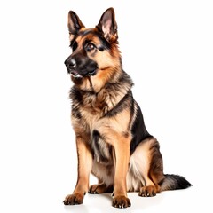 German shepherd dog breed standing against white background, AI Generated