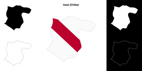 Inzai (Chiba) outline map set