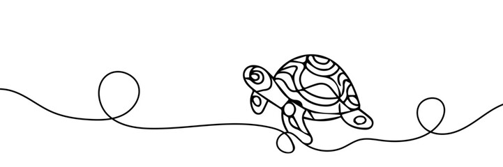 Continuous line drawing of sea turtle. One line of sea turtle. Marine animal concept continuous line art. Editable outline.