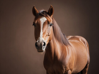 Equine Elegance, A Majestic Horse Set Against a Solid Brown Background