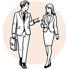 Fototapeta premium Business People Walking and Discussing.