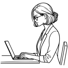 Business Woman Work on Laptop.