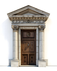 Fototapeta premium Classic framed ancient door isolated on white background