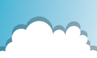 Cute white cartoon clouds on bright blue summer sky background Vector illustration. EPS 10/AI
