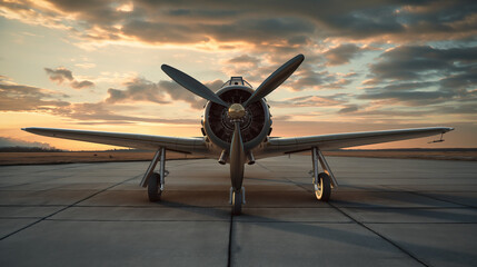 Fototapeta premium An airplane at sunset.