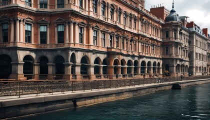 Naklejka premium urban architecture on the river, highly detailed, photorealistic. Generative AI, Generative, AI