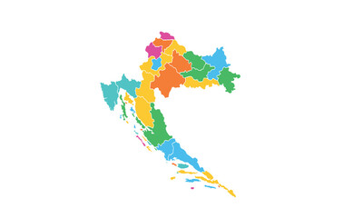 Fototapeta premium Croatia map isolated modern colorful style. for website layouts, background, education, precise, customizable, Travel worldwide, map silhouette backdrop, earth geography, political, reports.