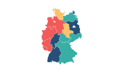 Germany map isolated modern colorful style. for website layouts, background, education, precise, customizable, Travel worldwide, map silhouette backdrop, earth geography, political, reports.