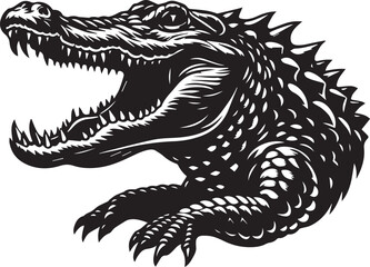 black and white crocodile