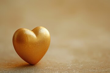 Fototapeta premium a 3D rendering of a gold heart on a beige background