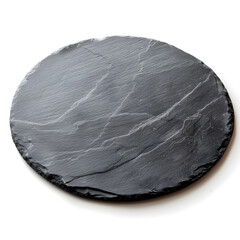 Top view Black Slate empty plate isolated on white background