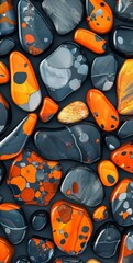 Fototapeta premium Abstract background of colorful pebbles with vibrant orange and gray patterns