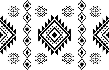 Fototapeta premium Ancient echoes Aztec geometric seamless patterns southwest Navajo Native American tribal ethnic black and white for textile printing
