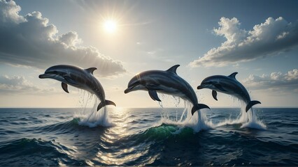 dolphin jumping into the ocean
