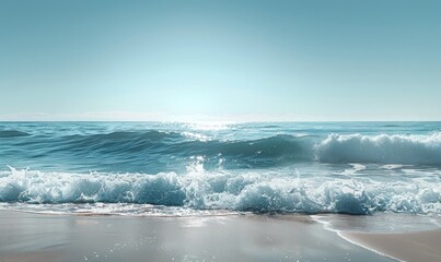 Obraz premium A serene beach with gentle waves and a clear sky