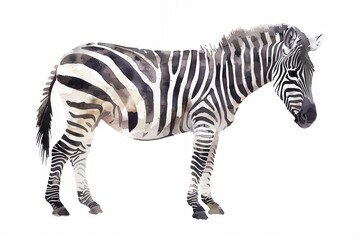 Fototapeta premium Watercolour painting of a zebra with a white background