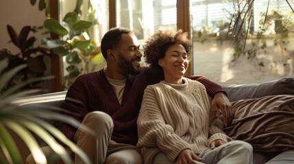 Fototapeta premium The happy couple on sofa